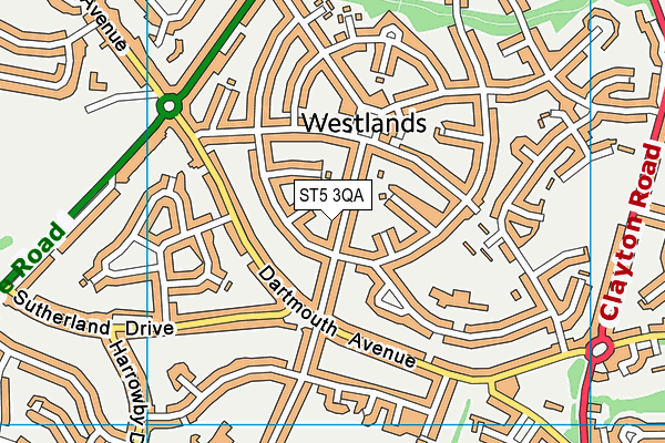 ST5 3QA map - OS VectorMap District (Ordnance Survey)