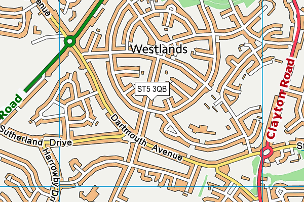 ST5 3QB map - OS VectorMap District (Ordnance Survey)