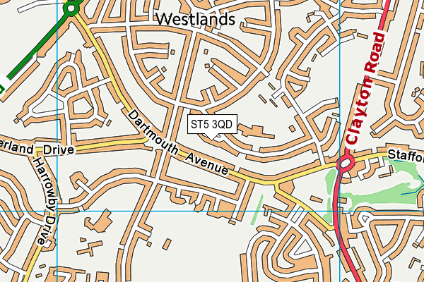 ST5 3QD map - OS VectorMap District (Ordnance Survey)