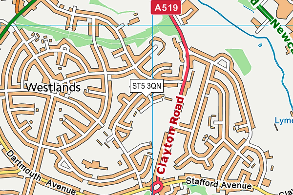 ST5 3QN map - OS VectorMap District (Ordnance Survey)