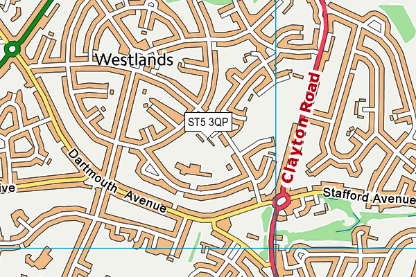 ST5 3QP map - OS VectorMap District (Ordnance Survey)