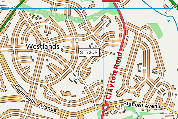 ST5 3QR map - OS VectorMap District (Ordnance Survey)