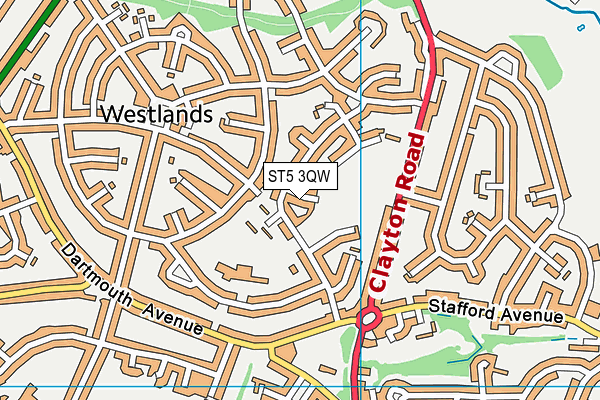 ST5 3QW map - OS VectorMap District (Ordnance Survey)