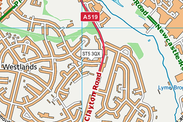 ST5 3QX map - OS VectorMap District (Ordnance Survey)