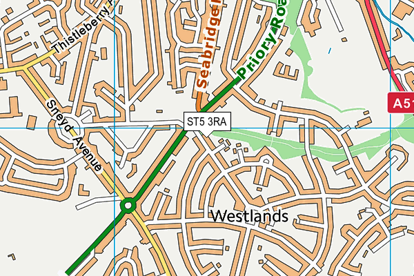 ST5 3RA map - OS VectorMap District (Ordnance Survey)