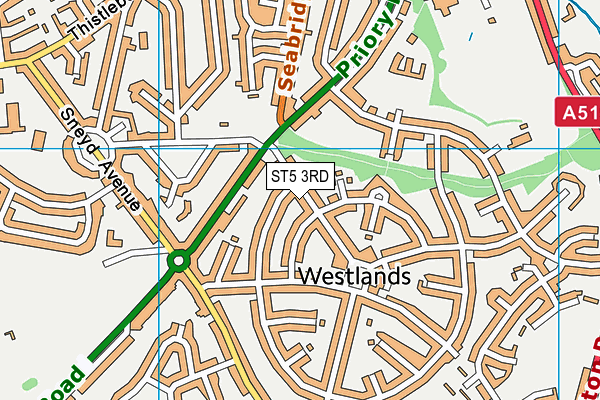 ST5 3RD map - OS VectorMap District (Ordnance Survey)