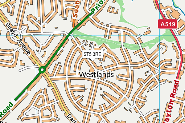 ST5 3RE map - OS VectorMap District (Ordnance Survey)