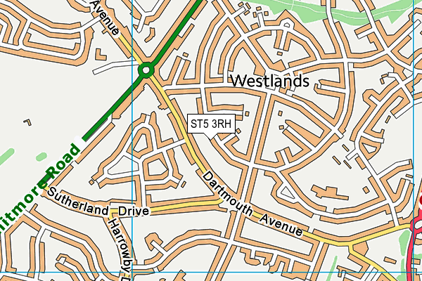ST5 3RH map - OS VectorMap District (Ordnance Survey)