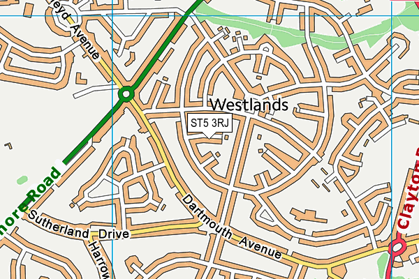 ST5 3RJ map - OS VectorMap District (Ordnance Survey)