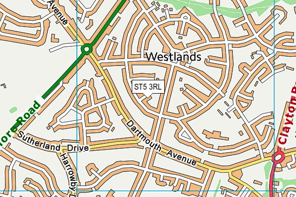 ST5 3RL map - OS VectorMap District (Ordnance Survey)