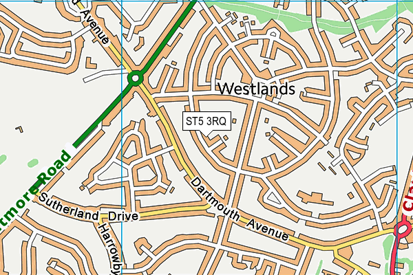 ST5 3RQ map - OS VectorMap District (Ordnance Survey)