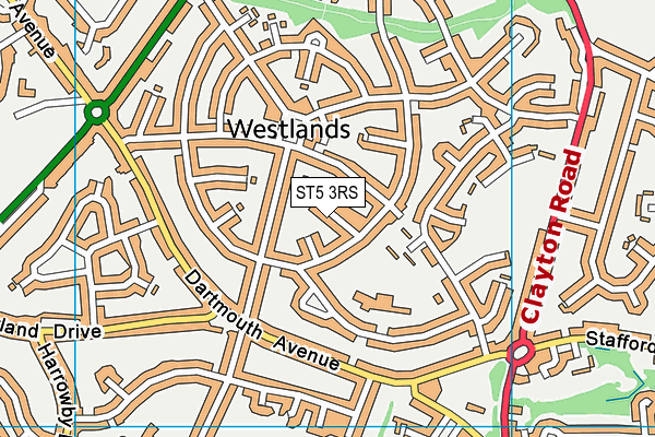 ST5 3RS map - OS VectorMap District (Ordnance Survey)