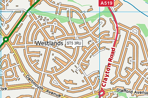 ST5 3RU map - OS VectorMap District (Ordnance Survey)