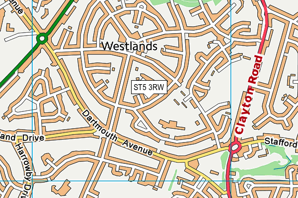ST5 3RW map - OS VectorMap District (Ordnance Survey)