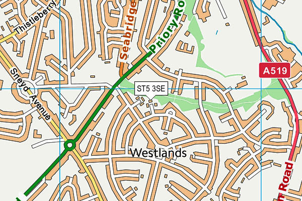 ST5 3SE map - OS VectorMap District (Ordnance Survey)