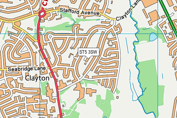 ST5 3SW map - OS VectorMap District (Ordnance Survey)