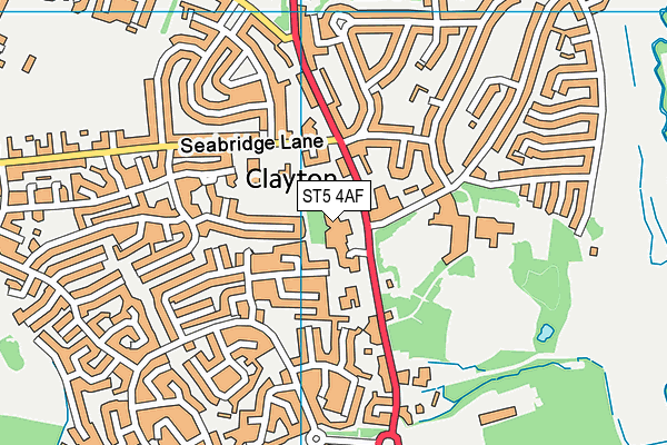 ST5 4AF map - OS VectorMap District (Ordnance Survey)