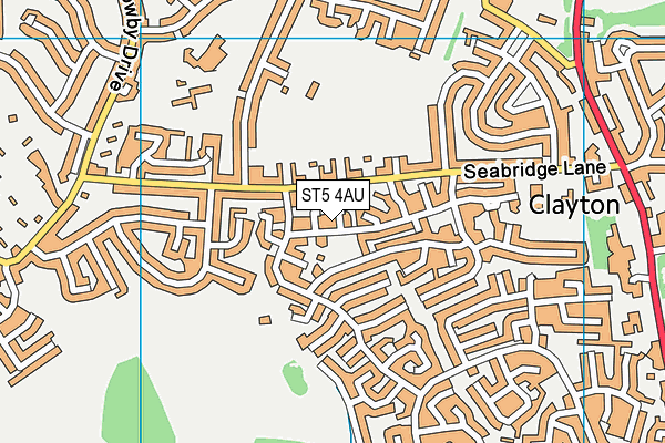 ST5 4AU map - OS VectorMap District (Ordnance Survey)