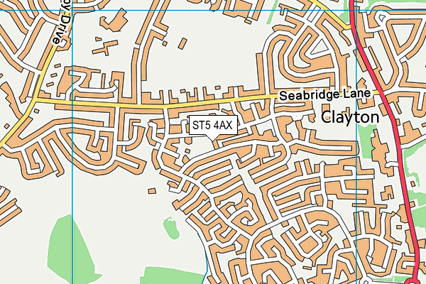 ST5 4AX map - OS VectorMap District (Ordnance Survey)
