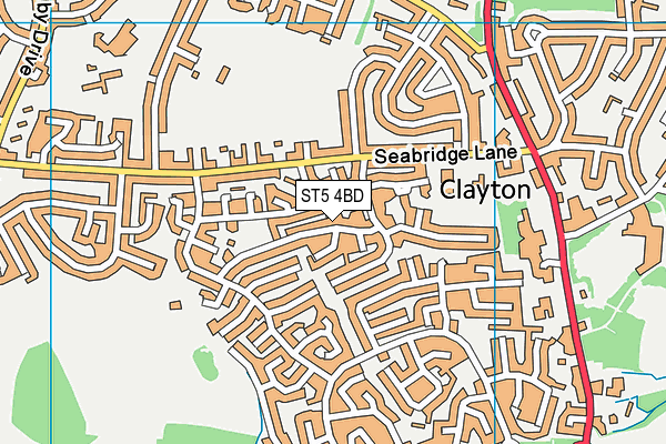 ST5 4BD map - OS VectorMap District (Ordnance Survey)