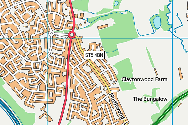 Redgate Clayton Football Club map (ST5 4BN) - OS VectorMap District (Ordnance Survey)