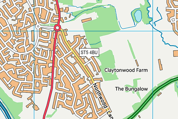 ST5 4BU map - OS VectorMap District (Ordnance Survey)