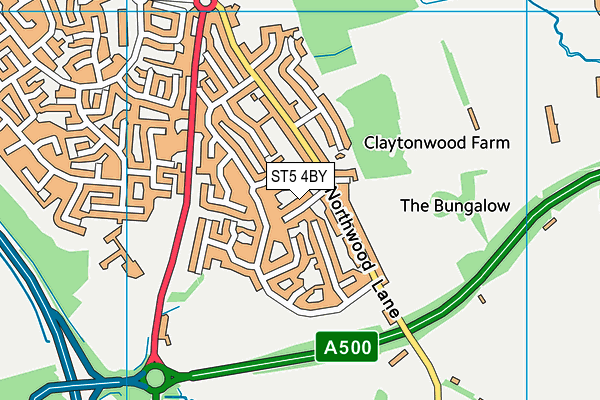 ST5 4BY map - OS VectorMap District (Ordnance Survey)