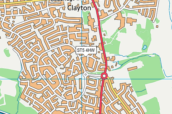 ST5 4HW map - OS VectorMap District (Ordnance Survey)