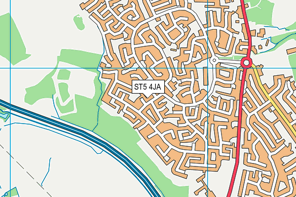 ST5 4JA map - OS VectorMap District (Ordnance Survey)