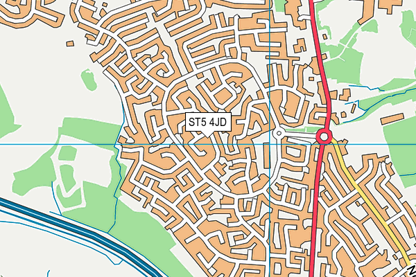 ST5 4JD map - OS VectorMap District (Ordnance Survey)