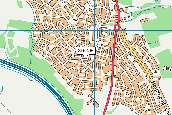ST5 4JR map - OS VectorMap District (Ordnance Survey)
