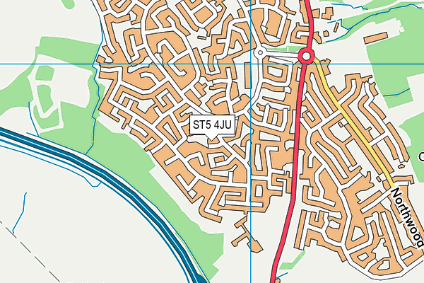ST5 4JU map - OS VectorMap District (Ordnance Survey)