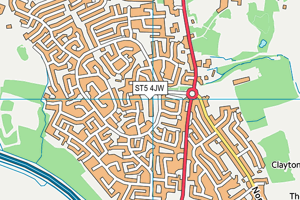 ST5 4JW map - OS VectorMap District (Ordnance Survey)