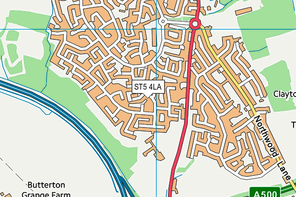 ST5 4LA map - OS VectorMap District (Ordnance Survey)