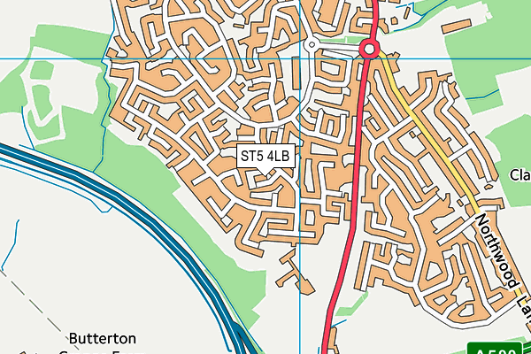 ST5 4LB map - OS VectorMap District (Ordnance Survey)