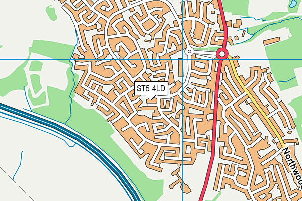 ST5 4LD map - OS VectorMap District (Ordnance Survey)