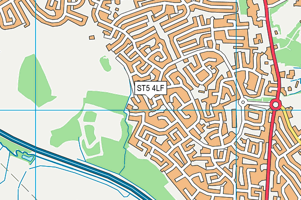 ST5 4LF map - OS VectorMap District (Ordnance Survey)