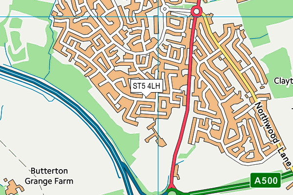 ST5 4LH map - OS VectorMap District (Ordnance Survey)