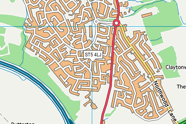 ST5 4LJ map - OS VectorMap District (Ordnance Survey)
