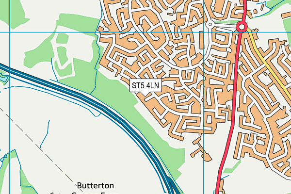 ST5 4LN map - OS VectorMap District (Ordnance Survey)