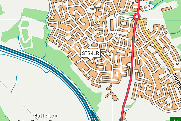 ST5 4LR map - OS VectorMap District (Ordnance Survey)