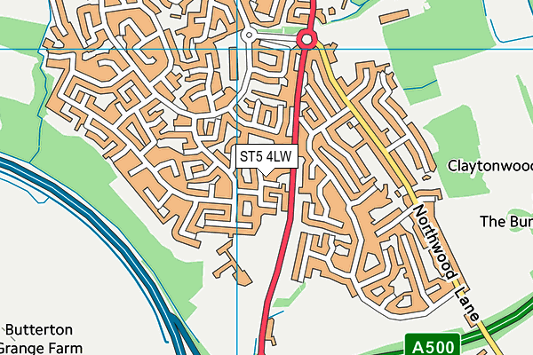 ST5 4LW map - OS VectorMap District (Ordnance Survey)