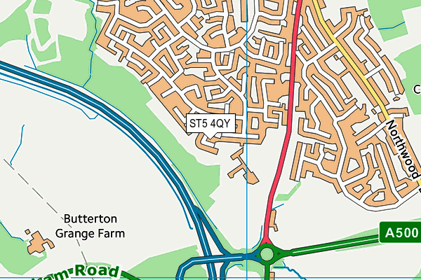 ST5 4QY map - OS VectorMap District (Ordnance Survey)