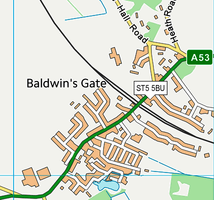 ST5 5BU map - OS VectorMap District (Ordnance Survey)