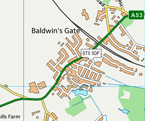 Baldwins Gate CofE(VC) Primary School map (ST5 5DF) - OS VectorMap District (Ordnance Survey)