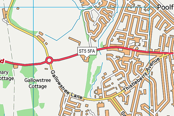 ST5 5FA map - OS VectorMap District (Ordnance Survey)