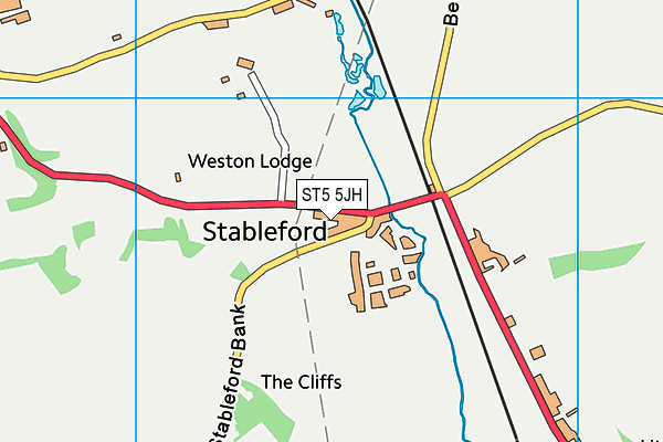 ST5 5JH map - OS VectorMap District (Ordnance Survey)