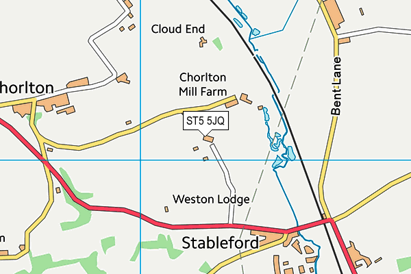 ST5 5JQ map - OS VectorMap District (Ordnance Survey)