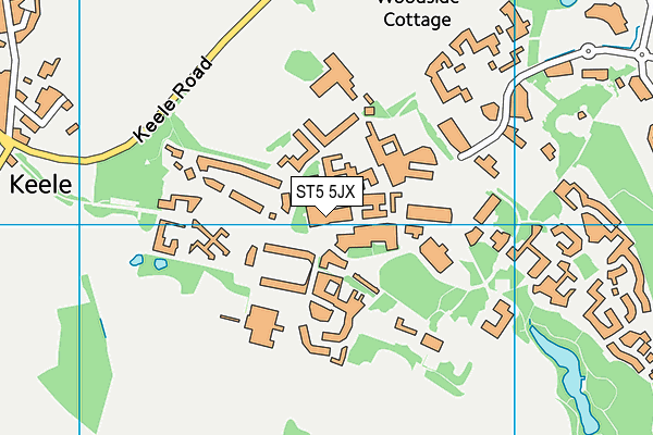 ST5 5JX map - OS VectorMap District (Ordnance Survey)