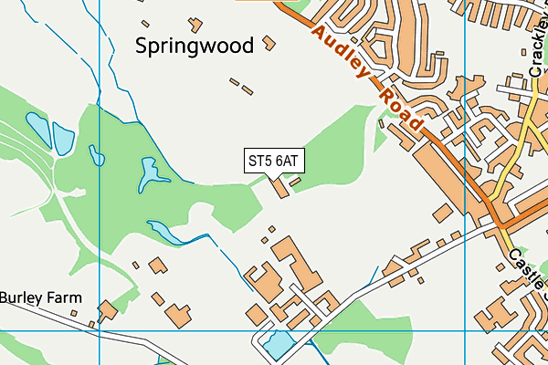 ST5 6AT map - OS VectorMap District (Ordnance Survey)